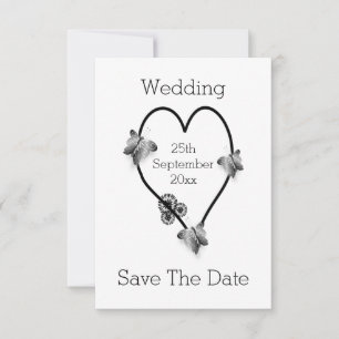 Schwarz-Weiß-Schmetterlinge Save the Date
