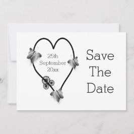 Schwarz-Weiß-Schmetterlinge Save the Date