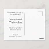 Schwarz-Weiß-Schmetterlinge Save the Date Postkarte (Rückseite)