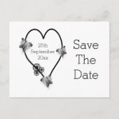 Schwarz-Weiß-Schmetterlinge Save the Date Postkarte (Vorderseite)