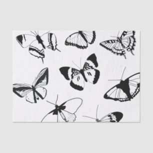 Schwarz-Weiß-Schmetterlinge Seidenpapier