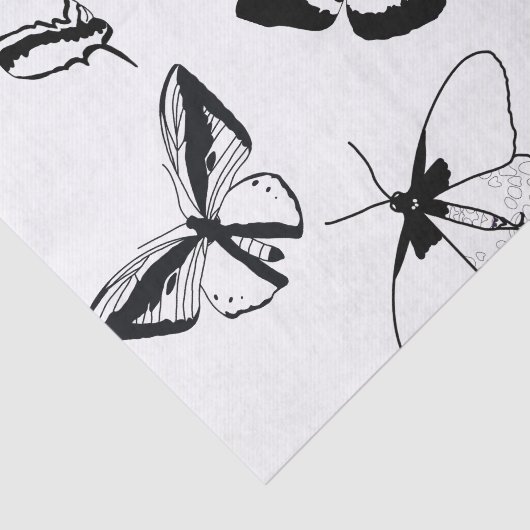 Schwarz-Weiß-Schmetterlinge Seidenpapier (Ausschnitt)
