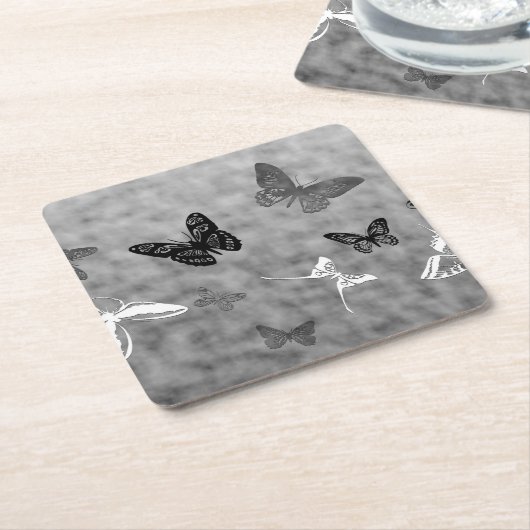 Schwarz-Weiß-Schmetterlinge Untersetzer (angewinkelt)