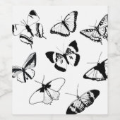 Schwarz-Weiß-Schmetterlinge Weinetikett (Einzelnes Label)