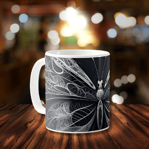 Schwarz-Weiß-Schmetterlingsdesign Keramik Tasse