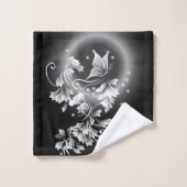 Schwarz-Weiß-Schmetterlingsfantasie Badhandtuch Set (Waschlappen)