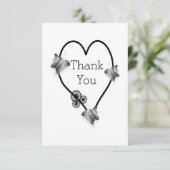 Schwarz-Weiß-Schmetterlingsherz-Design-Hochzeit Dankeskarte (Stehend Vorderseite)