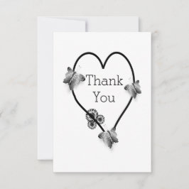 Schwarz-Weiß-Schmetterlingsherz-Design-Hochzeit Dankeskarte