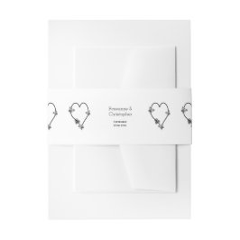 Schwarz-Weiß-Schmetterlingsherz-Design-Hochzeit Einladungsbanderole