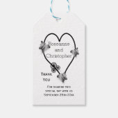 Schwarz-Weiß-Schmetterlingsherz-Design-Hochzeit Geschenkanhänger (Vorderseite)