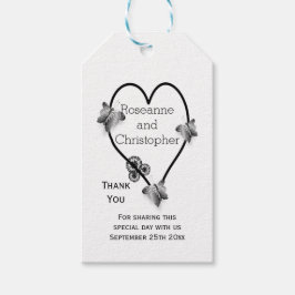 Schwarz-Weiß-Schmetterlingsherz-Design-Hochzeit Geschenkanhänger