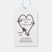 Schwarz-Weiß-Schmetterlingsherz-Design-Hochzeit Geschenkanhänger (Rückseite)