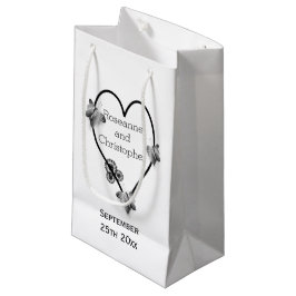 Schwarz-Weiß-Schmetterlingsherz-Design-Hochzeit Kleine Geschenktüte