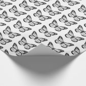 Schwarz-Weiß-Schmetterlingsmuster Geschenkpapier (Ecke)