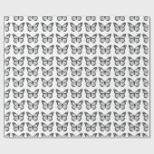 Schwarz-Weiß-Schmetterlingsmuster Geschenkpapier (Flach)