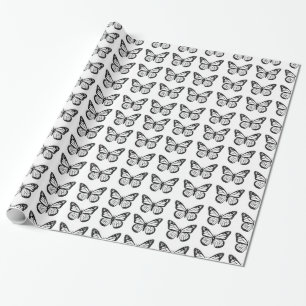 Schwarz-Weiß-Schmetterlingsmuster Geschenkpapier