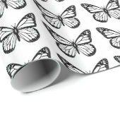 Schwarz-Weiß-Schmetterlingsmuster Geschenkpapier (Rolleneckpunkt)