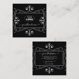 Schwarz-Weiß-Schmuck mit Logodekorationen Quadratische Visitenkarte