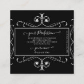 Schwarz-Weiß-Schmuck mit Logodekorationen Quadratische Visitenkarte (Rückseite)