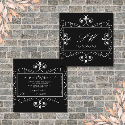 Schwarz-Weiß-Schmuckstücke Schmuckstücke Quadratische Visitenkarte