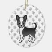 Schwarz-Weiß-Schnauze-Coat Chihuahua Hunde und Paw Keramik Ornament (Links)
