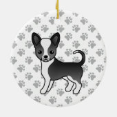 Schwarz-Weiß-Schnauze-Coat Chihuahua Hunde und Paw Keramik Ornament (Hinten)