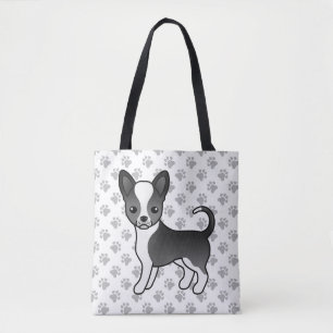 Schwarz-Weiß-Schnauze-Coat Chihuahua Hunde und Paw Tasche