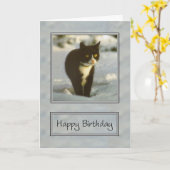 Schwarz-Weiß-Schnee-Kätzchen glücklicher Geburtsta Karte (Gelbe Blume)