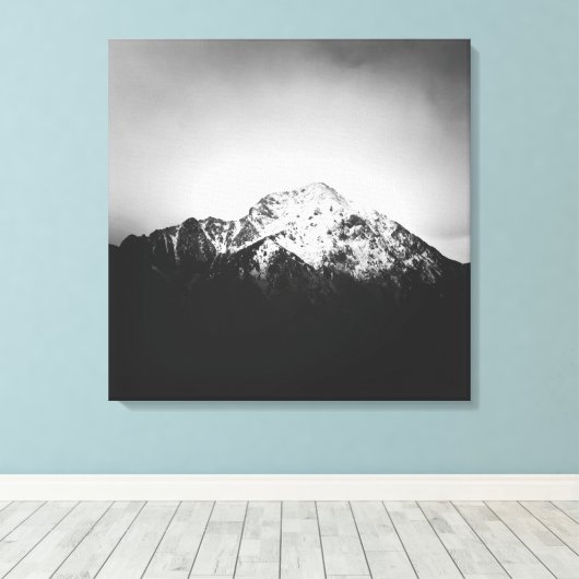 Schwarz-Weiß-Schneeberg Leinwanddruck (Insitu (Holzboden))