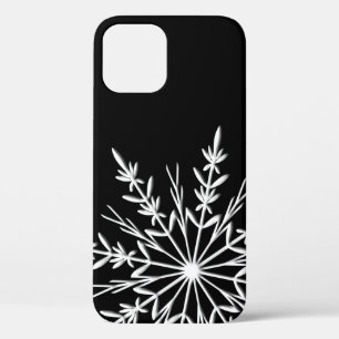 Schwarz-Weiß-Schneeflocke iPhone 12 Hülle