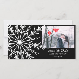Schwarz-Weiß-Schneeflocke Hochzeit retten das Datu Save The Date