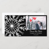 Schwarz-Weiß-Schneeflocke Hochzeit retten das Datu Save The Date (Vorne/Hinten)