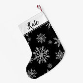 Schwarz-Weiß-Schneeflocke Kleiner Weihnachtsstrumpf (Rückseite (Hängend))