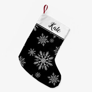 Schwarz-Weiß-Schneeflocke Kleiner Weihnachtsstrumpf