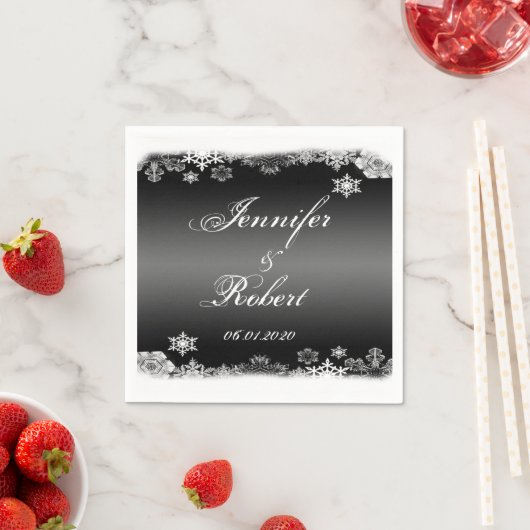 Schwarz-Weiß-Schneeflocke Serviette (Beispiel)