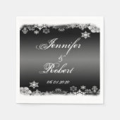 Schwarz-Weiß-Schneeflocke Serviette (Vorderseite)