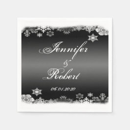 Schwarz-Weiß-Schneeflocke Serviette