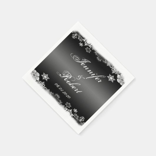 Schwarz-Weiß-Schneeflocke Serviette (Ecke)