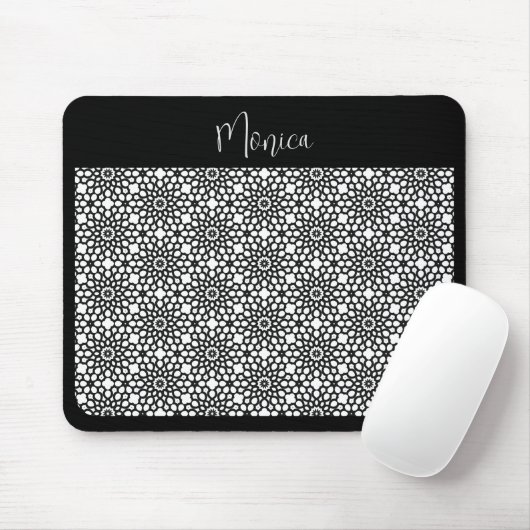 Schwarz-Weiß-Schneeflocken-Blume Mousepad (Mit Mouse)
