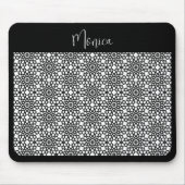 Schwarz-Weiß-Schneeflocken-Blume Mousepad (Vorne)