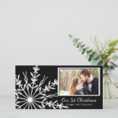 Schwarz-Weiß-Schneeflocken Erste Weihnachten gemei (Stehend Vorderseite)