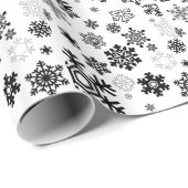 Schwarz-Weiß-Schneeflocken Geschenkpapier (Rolleneckpunkt)