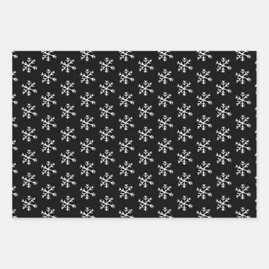 Schwarz-Weiß-Schneeflocken Geschenkpapier Set (Vorderseite 2)