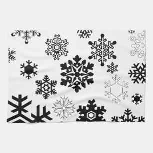 Schwarz-Weiß-Schneeflocken Geschirrtuch