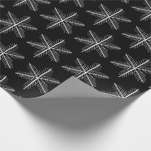 Schwarz-Weiß-Schneeflocken, handgezogen Geschenkpapier (Ecke)