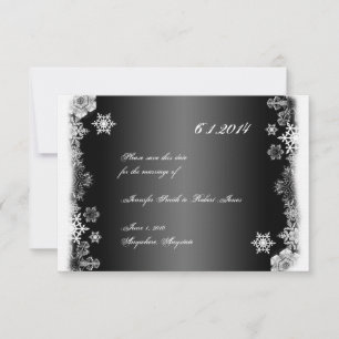 Schwarz-Weiß-Schneeflocken-Hochzeit "Save the Date Einladung