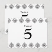 Schwarz + Weiß Schneeflocken Hochzeit Tischnummer (Vorne/Hinten)