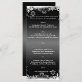 Schwarz-Weiß-Schneeflocken-Hochzeitmenü Menükarte (Vorne/Hinten)