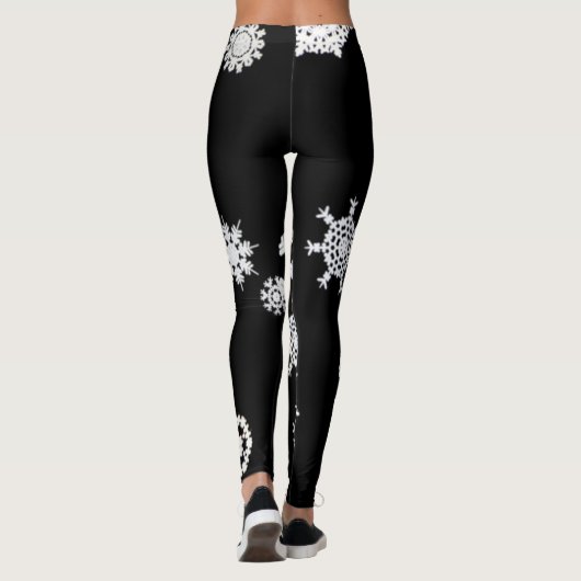 Schwarz-Weiß-Schneeflocken-Leggings Leggings (Rückseite)
