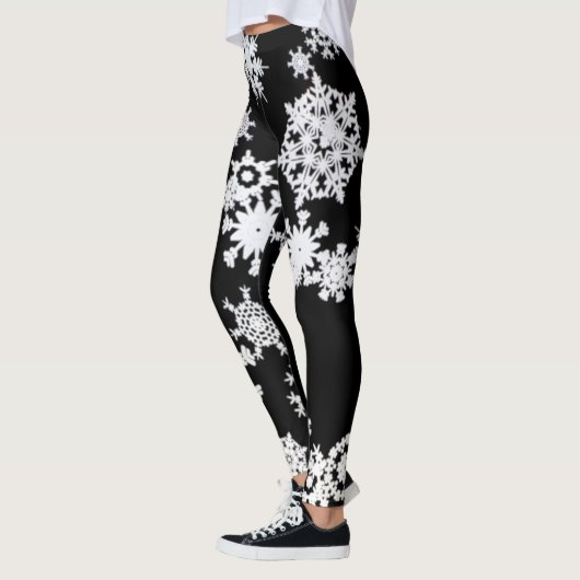 Schwarz-Weiß-Schneeflocken-Leggings Leggings (Links)